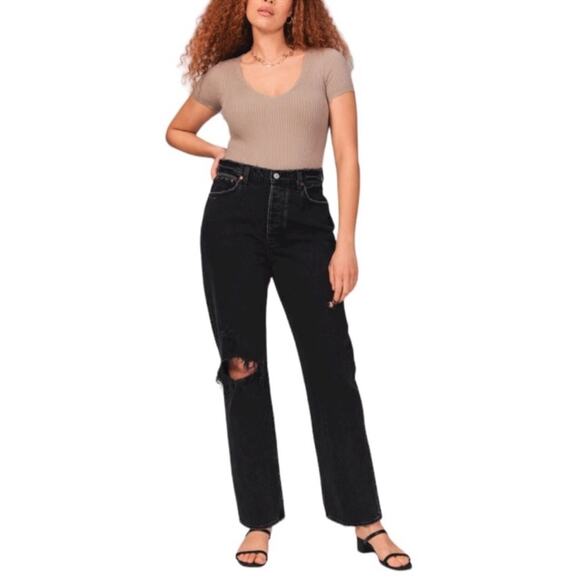 Abercrombie Black The Dad Curve Love High Rise Jeans - Picture 1 of 9
